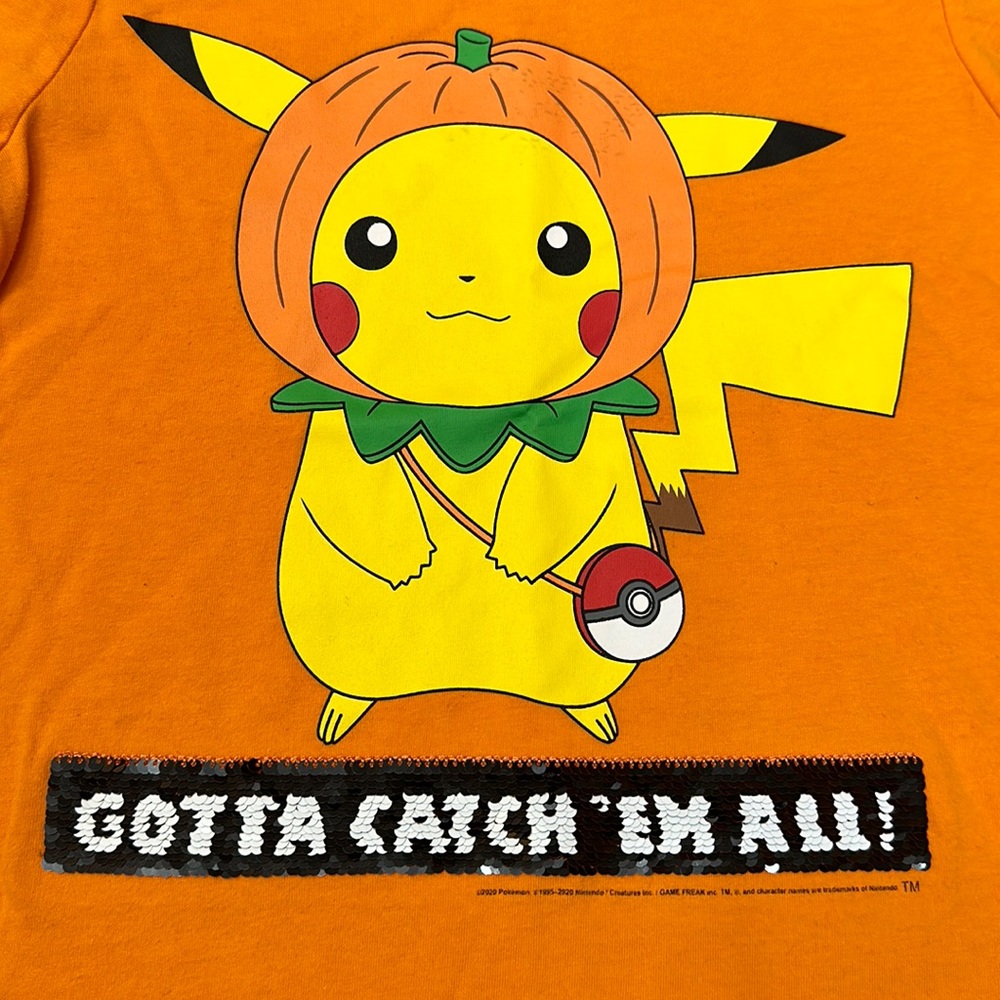 Pokemon Pikachu Sequin Pumpkin Tee 🎃⚡️🎃 - Picture 2 of 7